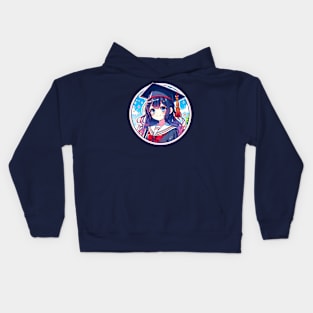 Graduation Anime girl Kids Hoodie